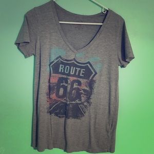 Route 66 watercolor v neck short sleeve shirt